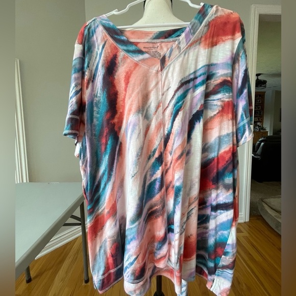 Westbound women's size 3X pull over top career casual paint brush v neck - Picture 3 of 13